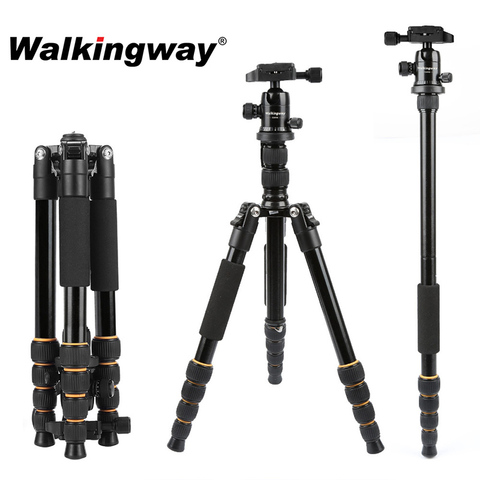 Walkingway-trípode de aluminio portátil Q666 para cámara de viaje profesional, monopié con cabeza de bola y soporte de teléfono para DSLR, teléfono inteligente y vídeo ► Foto 1/6