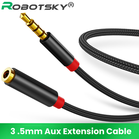 Cable de extensión para auriculares, conector macho a hembra de 3,5mm, con micrófono, estéreo, AUX, para ordenador ► Foto 1/6