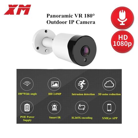 VR 180 ° 1080P POE audio IP Cámara 2MP Bullet CCTV IP Cámara ONVIF 2,0 para POE NVR sistema impermeable al aire libre visión nocturna H.265 + ► Foto 1/6