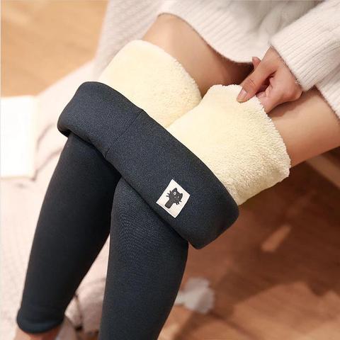 Mallas de mujer para invierno pantalones terciopelo cálidos cintura alta Leggings Mujer Color sólido cómodo Keep Warm Stretchy Legging ► Foto 1/6