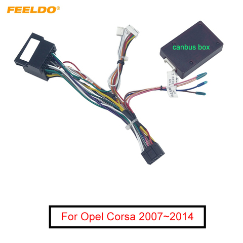 FEELDO-arnés de cableado de Audio para coche, dispositivo de 16 pines con caja Canbus para Opel Corsa 07 ~ 14, cable de instalación estéreo posventa ► Foto 1/6