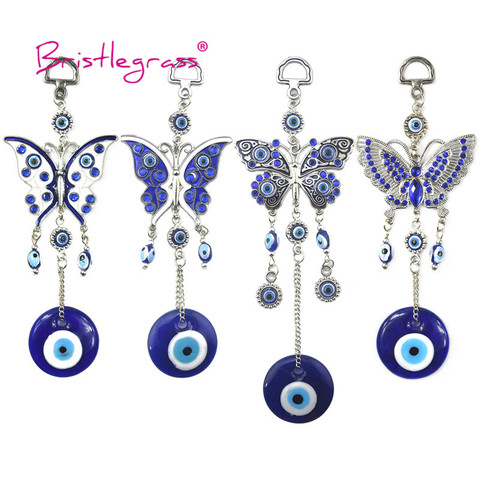 BRISTLEGRASS azul turco Diamante de imitación con forma de ojo maligno mariposa amuletos de la suerte colgante de pared bendición protección regalo Decoración ► Foto 1/6