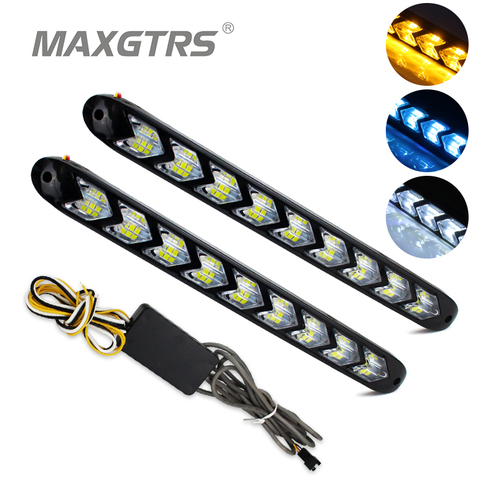 2x coche Flexible Blanco/ámbar Switchback LED Knight Rider tira de luz para faro secuencial Flasher doble Color DRL Turn señal ► Foto 1/6