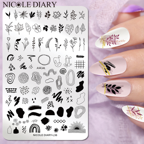 NICOLE DIARY-plantillas de estampación de uñas, láminas de estampado de flores de hoja de gran tamaño, para Navidad, estampado de imágenes de leopardo y nieve, herramienta de patrones ► Foto 1/6