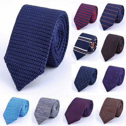 Carbón negro de lana corbata de punto de los hombres corbata de punto Casual corbata de padrinos de boda ► Foto 1/1