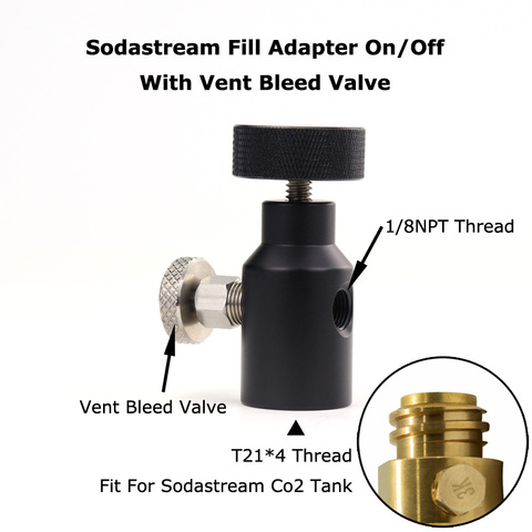 Cilindro de tanque de CO2 de Soda Stream, adaptador de relleno Universal UFA, adaptador de CO2 HPA con válvula de purga de ventilación, ASA, perilla grande, Nuevo ► Foto 1/5