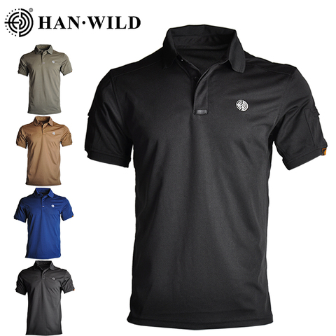 HAN WILD-camisetas militares táctico para hombre, Polos de secado rápido de manga corta, camisetas ligeras para exteriores, senderismo y Camping ► Foto 1/6