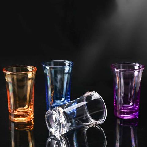 Vaso de cristal acrílico para bebidas, vaso de cristal colorido irrompible para Bar, Bar, Club, licor, Vodka, whisky, copa de vino, vasos de fiesta, 40ml, 10 Uds. ► Foto 1/6