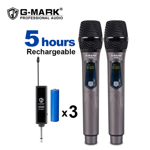 G-MARK X220U UHF-micrófono inalámbrico para Karaoke, dispositivo de grabación portátil con receptor de batería de litio recargable ► Foto 1/6