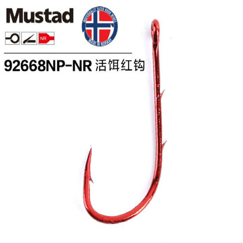 Mustad-Anzuelos De acero al carbono para Pesca, Anzuelos para cebo vivo, anzuelo De fundición 92668NP-NR, con púas, 11 tamaños ► Foto 1/5