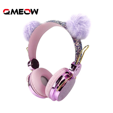 Auriculares con cable para niños con micrófono, estéreo, música, ordenador, teléfono móvil, auriculares de gato, niña, regalo, 3,5mm ► Foto 1/6