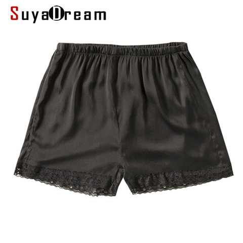 SuyaDream-pantalones cortos de seda para mujer, Shorts de encaje de seda Natural de 100% negro, novedad de verano 2022 ► Foto 1/5