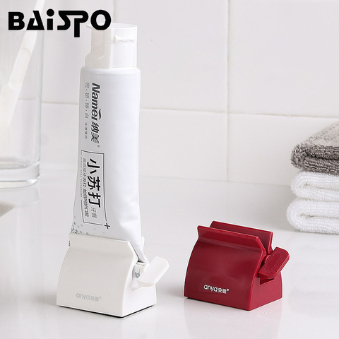 BAISPO-exprimidor de tubo de pasta dental, multifunción, pasta de dientes, dispensador de plástico portátil fácil, juegos de accesorios para el baño ► Foto 1/6