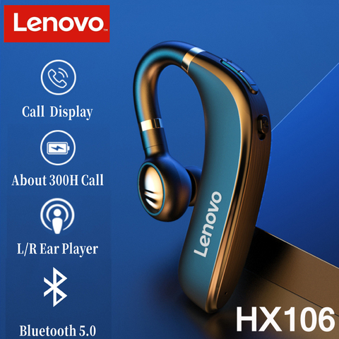 Lenovo-auriculares HX106 con Bluetooth 5,0, auriculares inalámbricos con gancho para las orejas, con micrófono, 40 horas de autonomía para conducción Y REUNIONES ► Foto 1/6