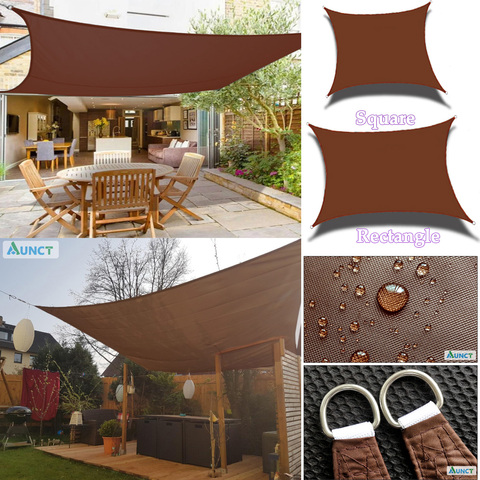 Toldo cuadrado Oxford impermeable 300D, vela rectangular marrón para sombra de jardín, patio, toldo para acampar, terraza y natación ► Foto 1/6