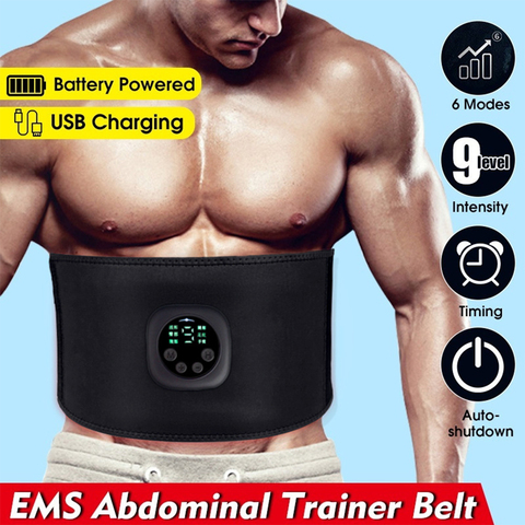 Cinturón de entrenamiento de Fitness Unisex, Estimulador muscular eléctrico, adhesivo para los músculos abdominales, recargable por USB ► Foto 1/6