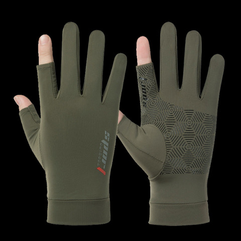 WALK FISH-guantes de pesca Anti-UV para hombre y mujer, protección solar transpirable, antideslizantes, con medio dedo, para deporte de ciclismo, primavera y verano ► Foto 1/6