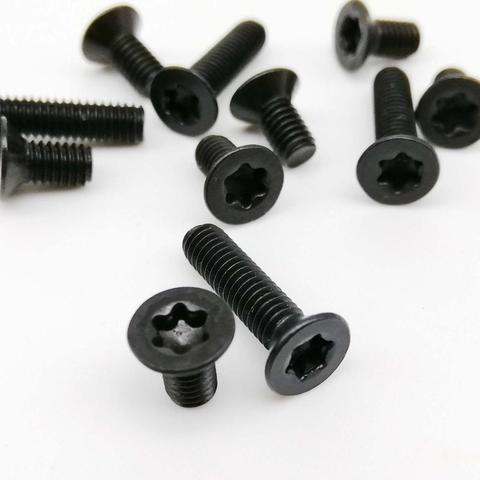 10/50 Uds M2 M2.5 M3 M4 Grado negro de acero al carbono 8,8 GB2673 seis lóbulo Torx cabeza plana tornillo avellanado seis lóbulos perno rosca métrica ► Foto 1/6