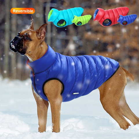 Ropa de perro Chaleco de invierno cálido, chaqueta Reversible para perros, abrigo de 3 capas, ropa gruesa para mascotas, traje impermeable para perros pequeños y grandes ► Foto 1/6