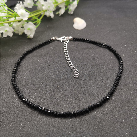 40cm negro cuentas de collar de Gargantilla de cristal para las mujeres, 3mm collar de cuentas 2022 de moda femenina joyería de fiesta de nueva llegada ► Foto 1/6