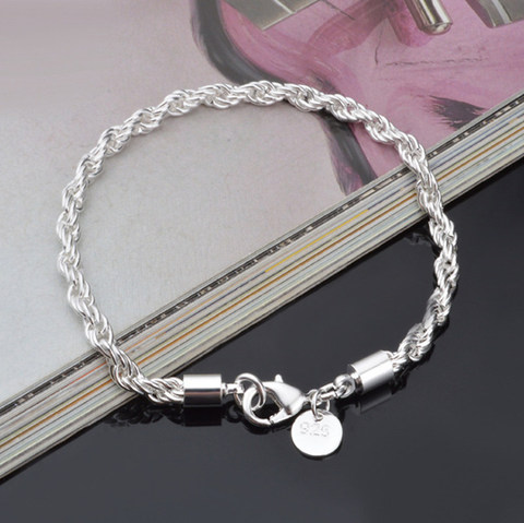 Pulsera trenzada Unisex de 4MM, brazaletes, joyería de moda para regalos ► Foto 1/6