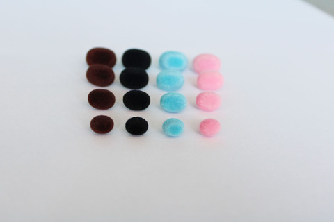 40 unids/lote. 7x 9mm/9x1 2mm/10x1 4mm/12x16mm/rosa/azul/blanco/marrón/negro oval juguete de flocado nariz de seguridad suave lavadora ---- tamaño y opción de color ► Foto 1/6