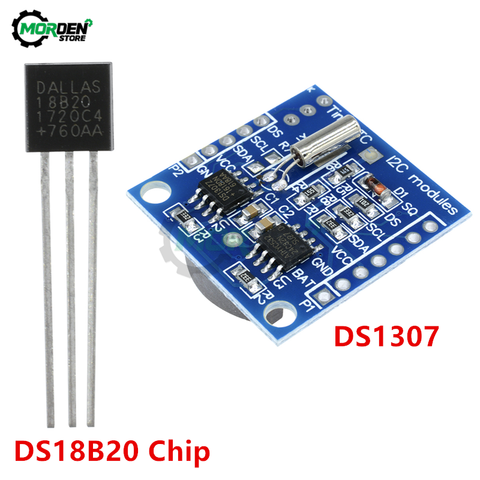 DS1307 módulo pequeño I2C RTC DS1307 AT24C32 memoria módulo de reloj en tiempo Real + DS18B20 Sensor de temperatura Chip Kit de bricolaje ► Foto 1/6