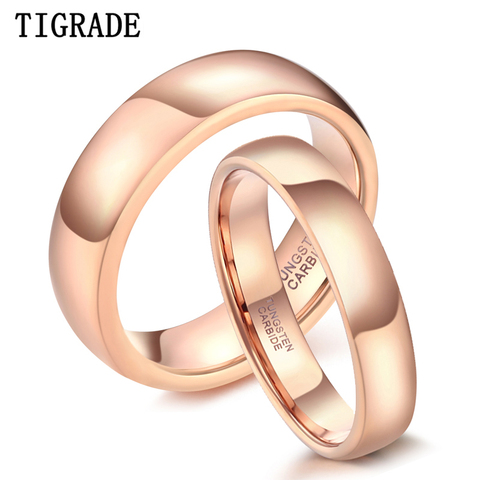 Tigrade-Anillo de boda de carburo de tungsteno para mujer, sortija de compromiso de 4mm y 6mm, oro rosa Vintage, joyería de moda ► Foto 1/6