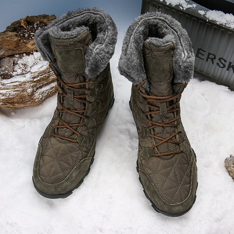 Botas de nieve de ante y pelo para hombre, botines impermeables de tela, antideslizantes, de goma, para invierno ► Foto 1/6