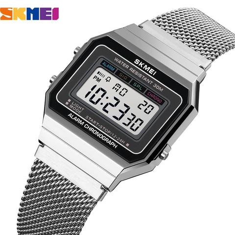 SKMEI-relojes digitales LED para hombre y mujer, cronómetro de lujo, pulsera, relojes de pulsera electrónicos, masculino ► Foto 1/6