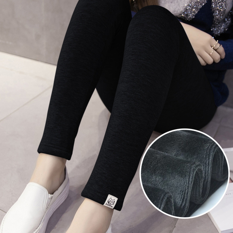 Leggings ajustados de maternidad para otoño e invierno, pantalones pitillo con cintura elástica para el vientre, ropa para embarazadas, gruesos y cálidos ► Foto 1/6