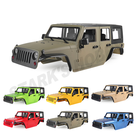 Jeep Wrangler JK Rubicon-Kit de carcasa de cuerpo duro de 4 puertas, 1/10mm, base de rueda para coches sobre orugas, Axial SCX10 313 90046 RGT EX86100, RC 90047 ► Foto 1/6