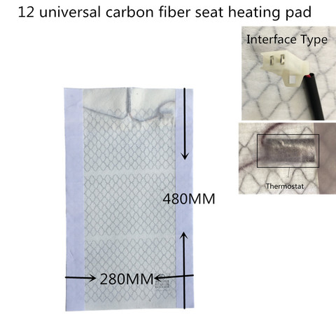 Almohadilla calefactora para asientos de coche, alfombrilla de asiento interior de calefacción de fibra de carbono, piezas de termostato integrado para coche universal de 12 V ► Foto 1/6