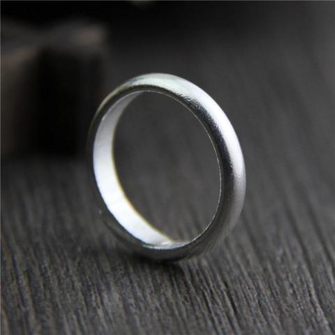 Anillo hecho a mano Simple Real pura 100% 925 anillos de plata esterlina para mujeres tipo abierto Matt de procesamiento ► Foto 1/5