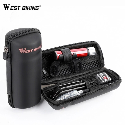 WEST BIKING-Kit de herramientas de reparación de bicicletas, palanca de neumáticos portátil para ciclismo de montaña o carretera, juego de herramientas de reparación con bomba de bicicleta, bolsa de almacenamiento para botella ► Foto 1/6