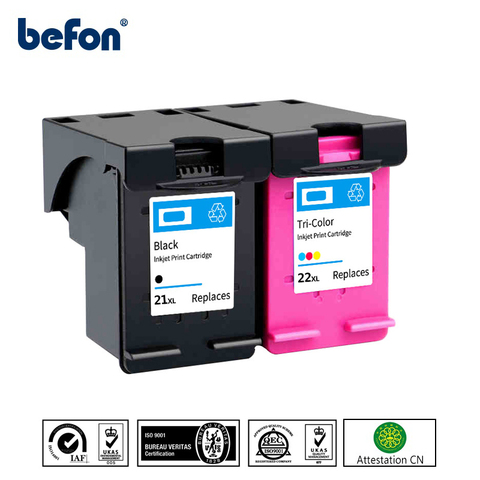 Befon 21 22 XL reemplazo de cartucho de tinta para HP 21 22 HP21 HP22 21XL 22XL Deskjet serie F2235 2180 2280 F370 impresora ► Foto 1/5