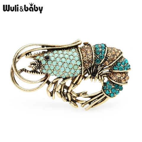 Wuli & baby-broches de gamba con diamantes de imitación para mujer, broche informal de aleación con animales brillantes, para fiesta, regalos ► Foto 1/5