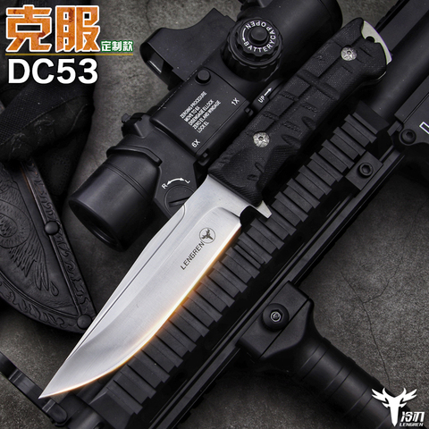 LENGREN-cuchillo táctico G10 con mango de alta dureza DC53 61HRC, herramienta de acampada fija para supervivencia al aire libre, caza de América del Norte ► Foto 1/6