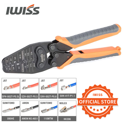 IWISS IWS-1442L Micro conector crimpadora alicate para engaste AWG30-14 Open-barrel y conectores de Molex,TE amplificador, JST,JAE,HRS ► Foto 1/6