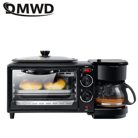 DMWD Máquinas de 3 en 1 para desayuno 220 V tostadora de pan hogar cafetera Pizza tarta de huevo horno sartén fabricante de pan ► Foto 1/3