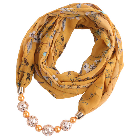 Bufanda de gasa para mujer, joyería cuello bufanda, collar llamativo colgante, pañuelo bohemio, accesorios para mujer ► Foto 1/6