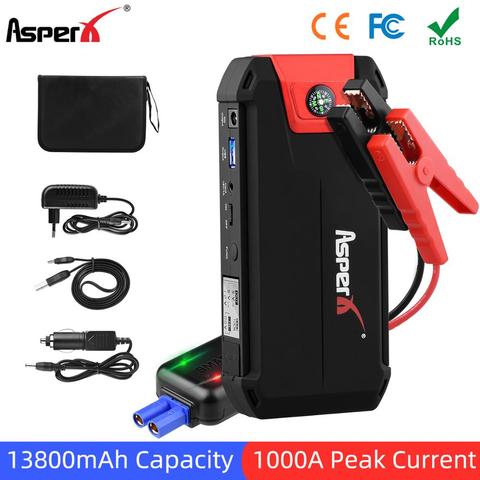 AsperX-arrancador de batería de coche, elevador de batería de emergencia, cargador Buster para coche, Banco de energía, 13800mAh, 12V, dispositivo de arranque automático ► Foto 1/6