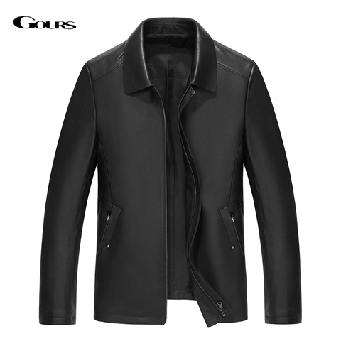 Chaqueta de cuero auténtico para hombre, abrigo de piel de oveja auténtica, color negro, 4XL, GSJF1915, para invierno ► Foto 1/6