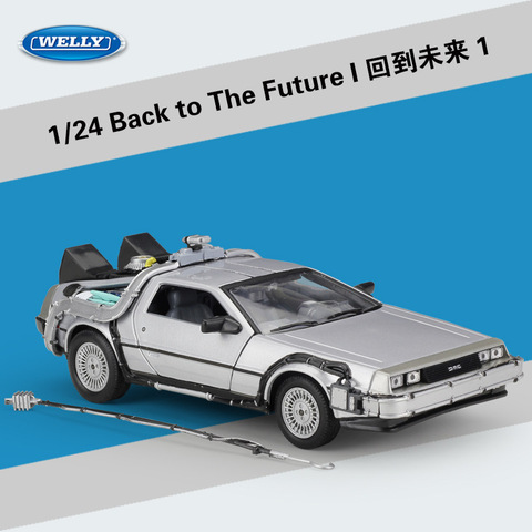 Welly 1:24, coche modelo de aleación de fundición DMC-12 delorean, coche de juguete de Metal para el futuro de la máquina del tiempo, para chico juguete para regalo, colección ► Foto 1/6