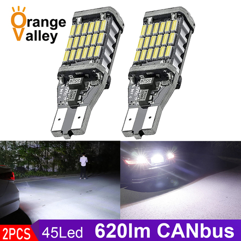 2 piezas Super brillante T15 W16W 921 45 SMD LED 4014 Auto Canbus inversa Luz de marcha atrás Luz de vuelta lámpara ► Foto 1/6