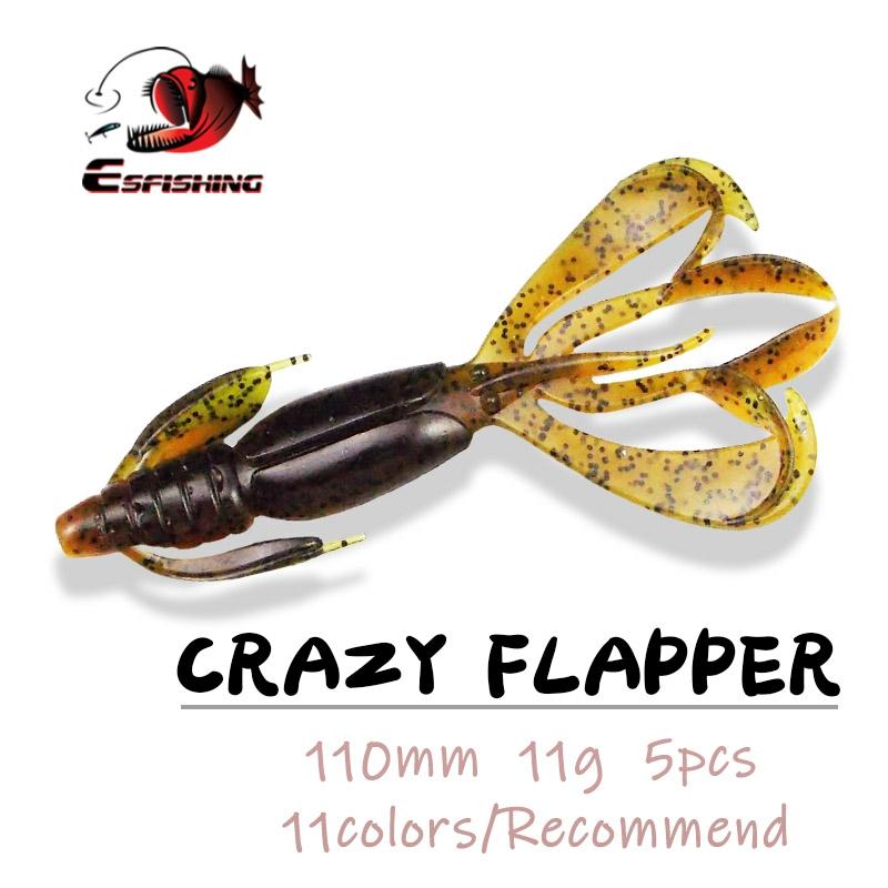 Señuelo de Pesca de silicona ESFISHING Pesca señuelo suave Flapper loco 110mm 11,4g 5 piezas de Pesca de carpa bajo cebo ► Foto 1/6