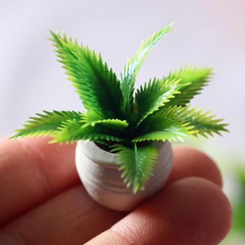 Mini planta verde en maceta para niños, casa de muñecas en miniatura, decoración para muebles de hogar, macetas de flores de juguete, plantas de simulación falsas ► Foto 1/6