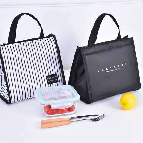 Bolsa térmica negra para el almuerzo familiar, bolsa de aislamiento térmico para la escuela, Picnic, Bento, organizador de frutas para comida de viaje, suministros de accesorios ► Foto 1/6