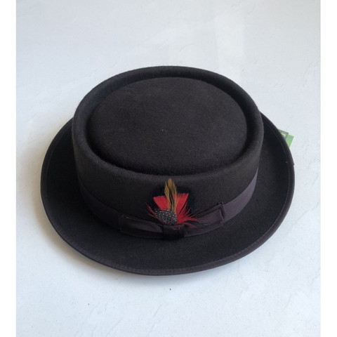 Sombrero de lana con forma de tarta para hombre y mujer, sombrero de ala pequeña de lana de 100%, crujable, Unisex, Fedora de Pie de cerdo, visera curvada, X3000 ► Foto 1/4