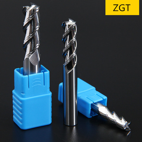 ZGT-fresas de aluminio Cnc HRC50, 3 flauta de carburo para cobre de aluminio, cortador de Metal y madera, 4mm, 6mm ► Foto 1/6
